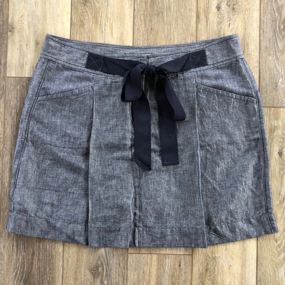 LOFT Steel Blue Gray Denim Look Mini Skirt 12